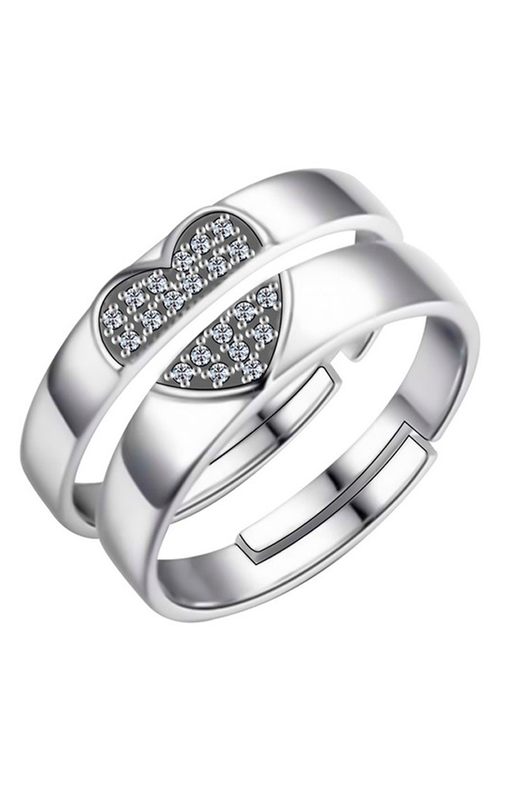 Paola Jewels | Paola silver plated heart design with lovely and superior look adjustable couple ring for men and women.