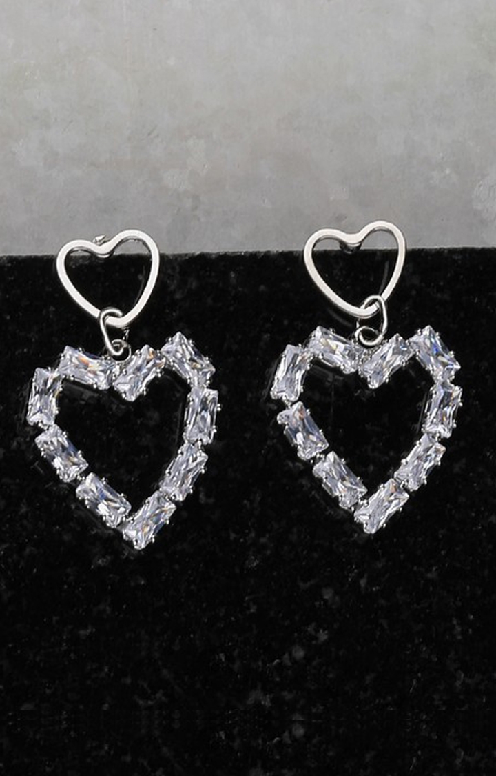 Paola Jewels | Paola Silver Plated Fashion Heart Shape Diamond Stud Earring For Women Girl