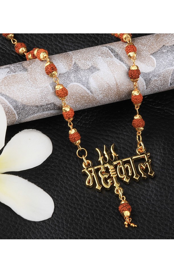 Paola Jewels | Paola Religious Rudraksh Mala Mahakal Shiva Gold Pendant for Men and Women