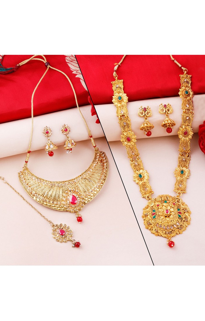 Paola Jewels | Paola Gold Plated Traditional Designer Necklace Jewellery Set For Women 