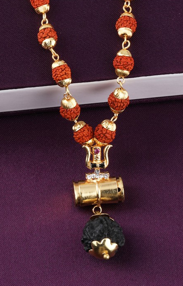 Paola Jewels | Paola Gold Plated Load Shiva Trishul Locket with Rudraksha Mala for Men and Women
