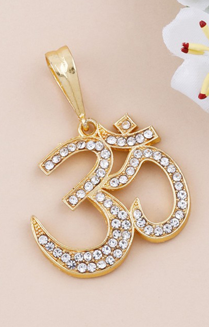 Paola Gold Plated Classic designer Pendant Locket Diamond OM Pendant Jewellers For Man And Boy 