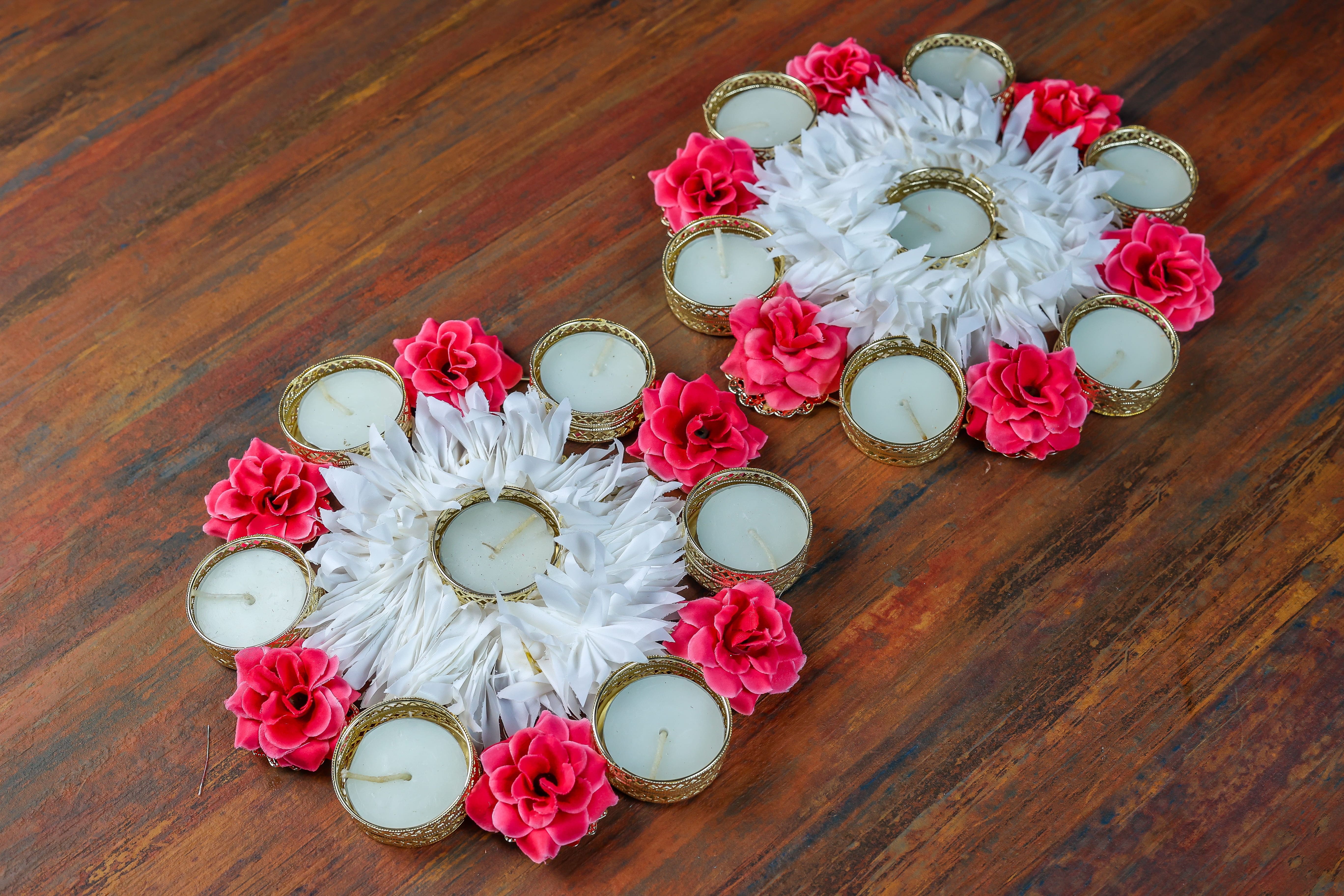 7 Tealight Rose Candle Holder (2Pc)