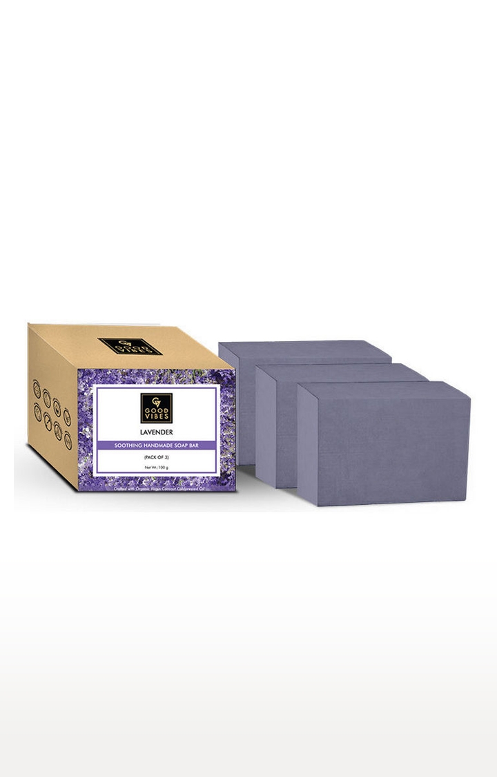 Good Vibes | Good Vibes Lavender Soothing Handmade Soap Bar (Pack of 3) - 100g x 3