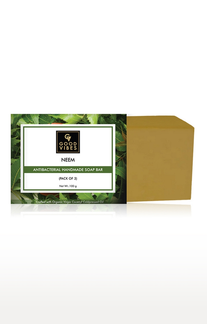 Good Vibes | Good Vibes Neem Anti-bacterial Handmade Soap Bar (Pack of 3) - 100g x 3