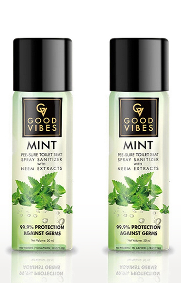 Good Vibes | Good Vibes Mint Pee-Sure Toilet Seat Spray and Sanitizer with Neem Extracts (50 ml) - (Pack of 2)
