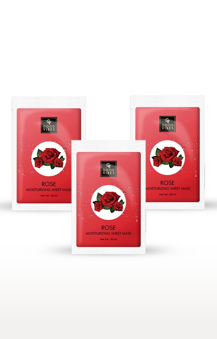 Good Vibes | Good Vibes Moisturizing Sheet Mask - Rose (20 ml) - (Pack of 3)