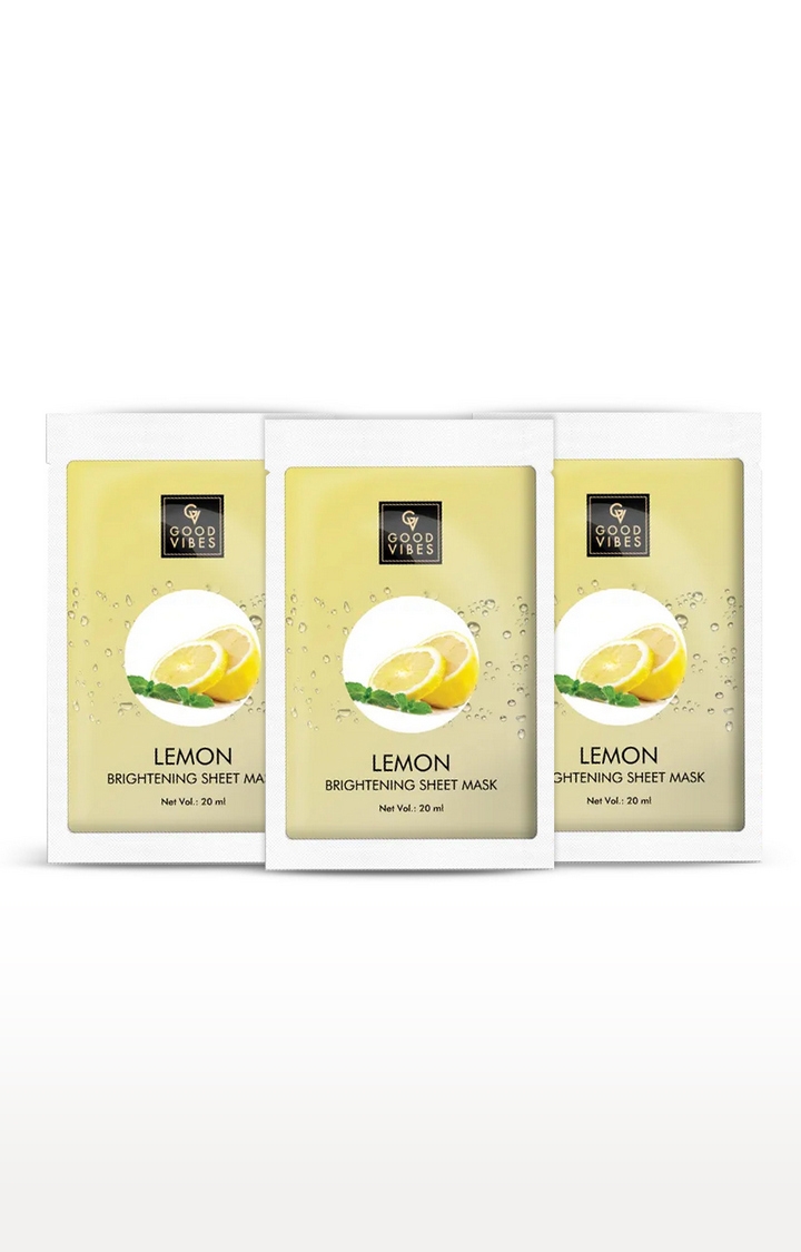 Good Vibes | Good Vibes Brightening Sheet Mask - Lemon (20 ml) - (Pack of 3)