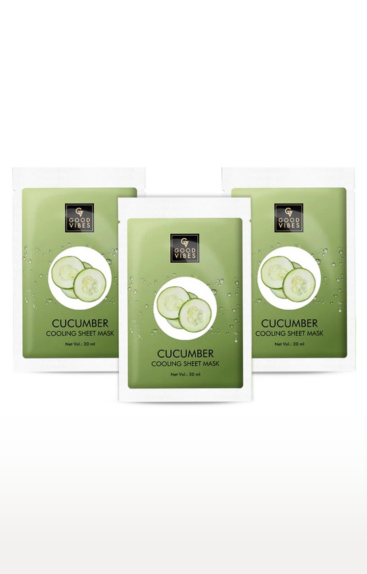 Good Vibes | Good Vibes Cooling Sheet Mask - Cucumber (20 ml) - (Pack of 3)