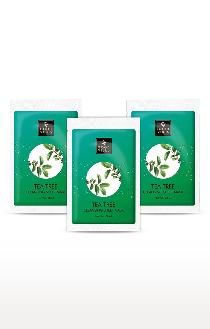 Good Vibes Cleansing Sheet Mask - Tea Tree (20 ml) - (Pack of 3)