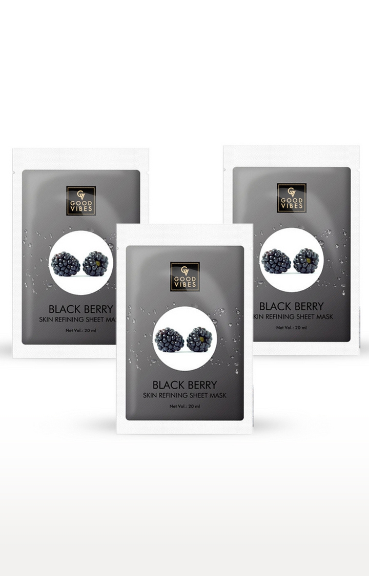 Good Vibes | Good Vibes Skin Refining Sheet Mask - Black Berry (20 ml) - (Pack of 3)