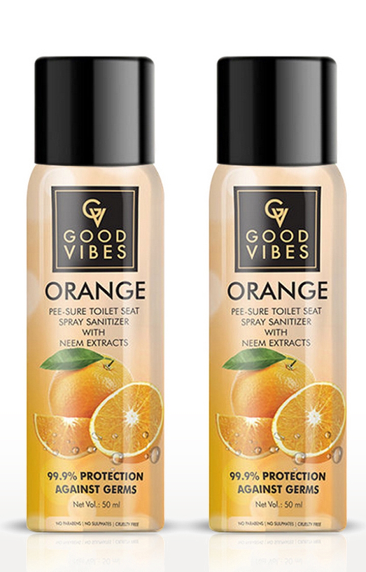 Good Vibes | Good Vibes Orange Pee-Sure Toilet Seat Spray with Neem Extracts (50 ml) - (Pack of 2)