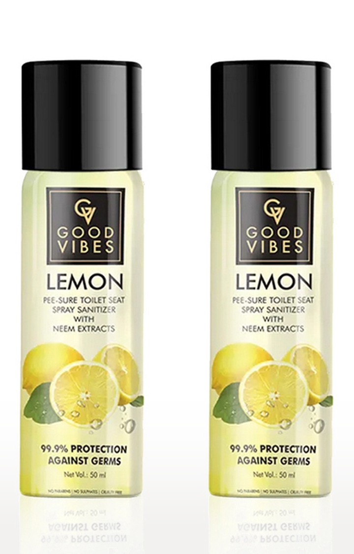 Good Vibes | Good Vibes Lemon Pee-Sure Toilet Seat Spray with Neem Extracts (50 ml) - (Pack of 2)