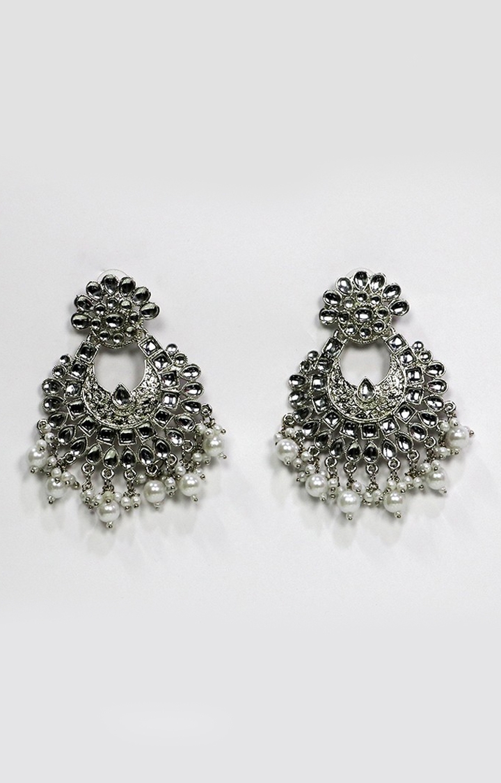 EMM | EMM's Jewels Traditional Silver Plated Kundan Earrings For Women