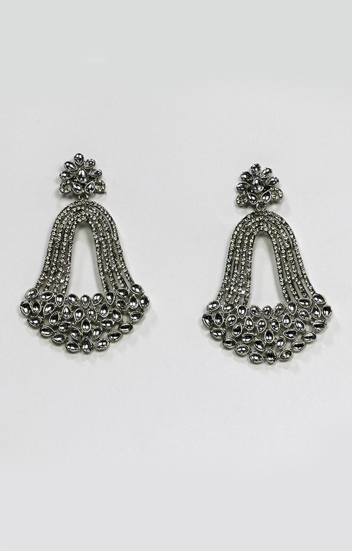 EMM's Silver With Kundan Long Earrings For Women And Girls