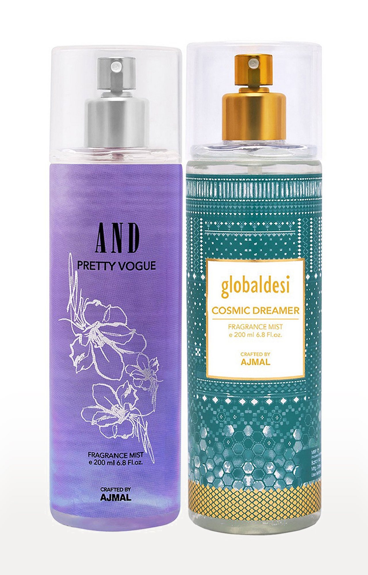 AND Pretty Vogue Body Mist 200ML & Global Desi Cosmic Dreamer Body Mist 200ML Long Lasting Scent Spray Gift For Women Perfume FREE