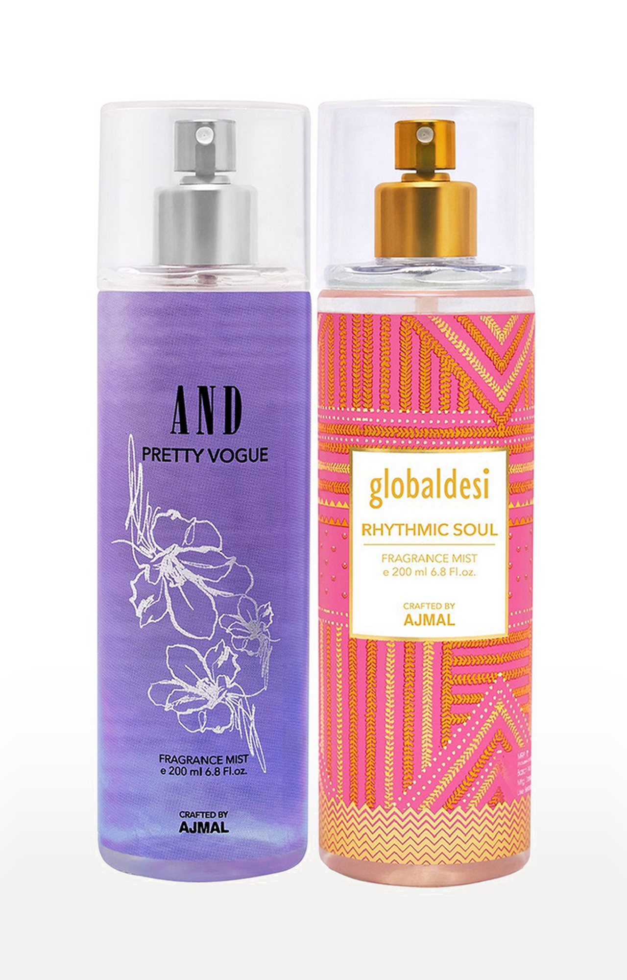 AND Pretty Vogue Body Mist 200ML & Global Desi Rhythmic Soul Body Mist 200ML Long Lasting Scent Spray Gift For Women Perfume FREE