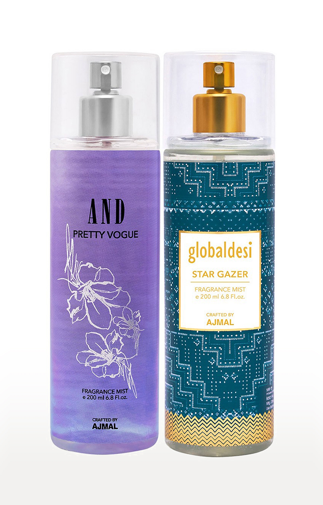 AND Crafted By Ajmal | AND Pretty Vogue Body Mist 200ML & Global Desi Star Gazer Body Mist 200ML Long Lasting Scent Spray Gift For Women Perfume FREE
