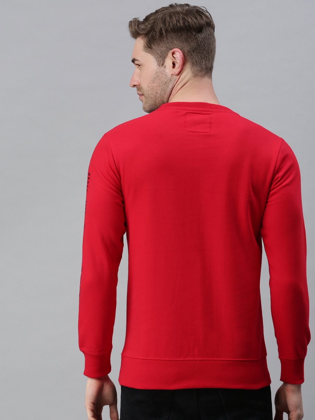 Men's Red Cotton Blend Printed Sweatshirts