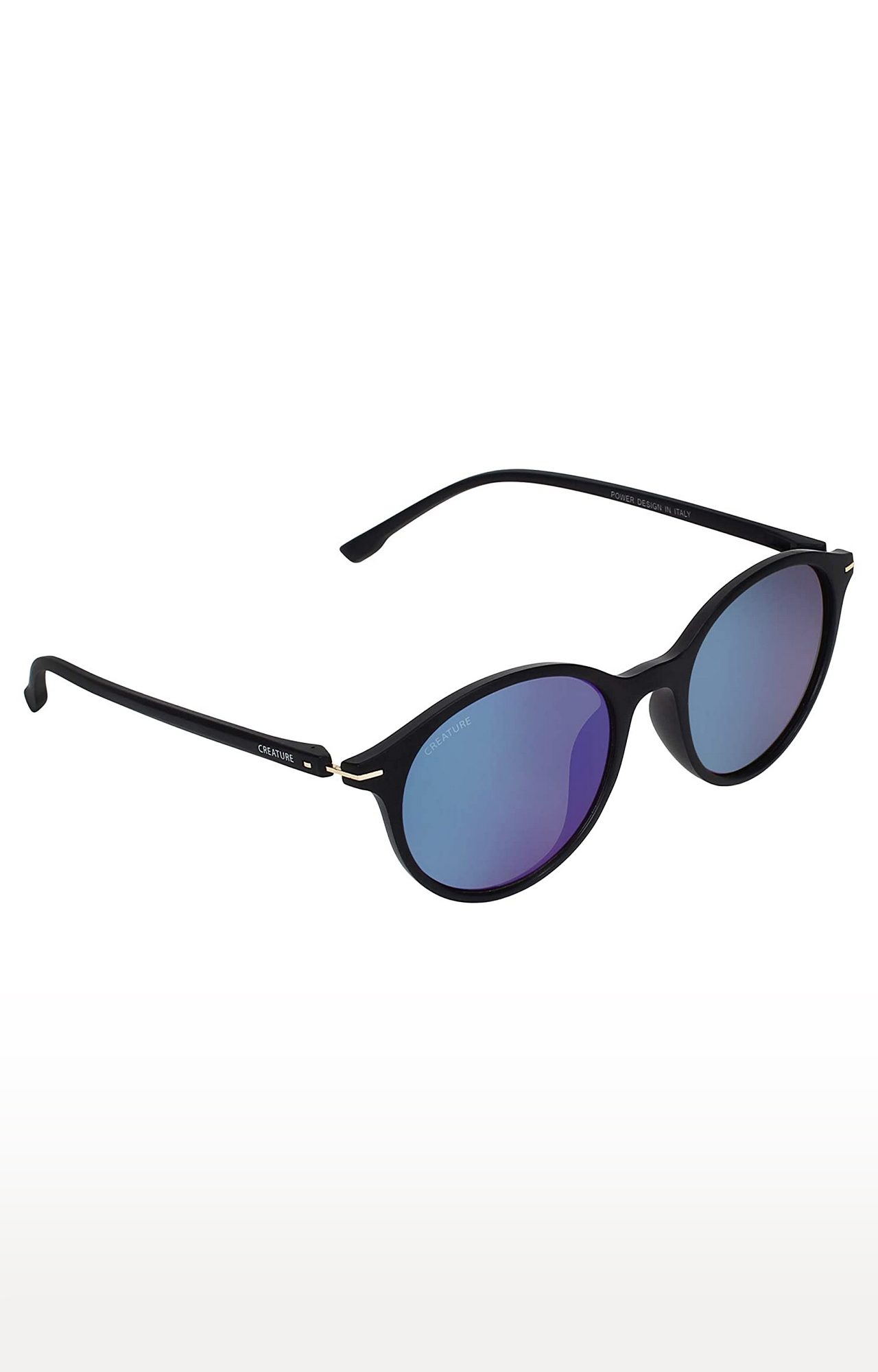 CREATURE | CREATURE Matt Finish Club Master Round UV Protected Unisex Sunglasses (Lens-Blue|Frame-Blue)