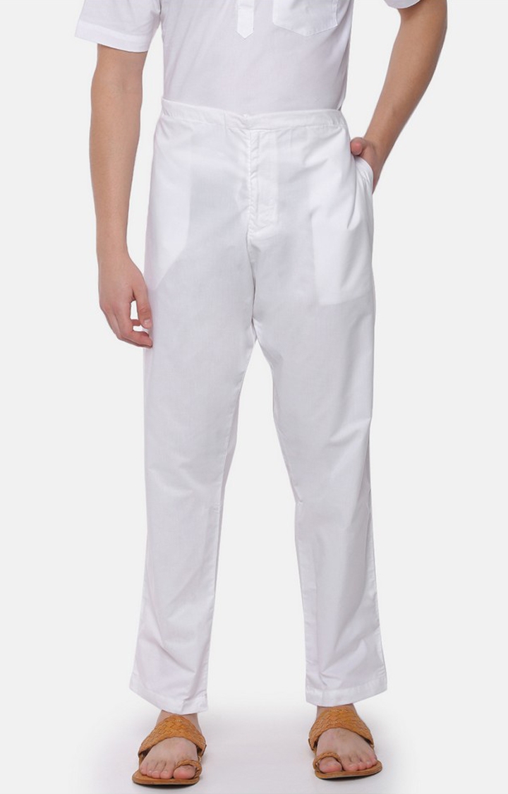 Ramraj Cotton Men's 100% Cotton Casual White Pyjama