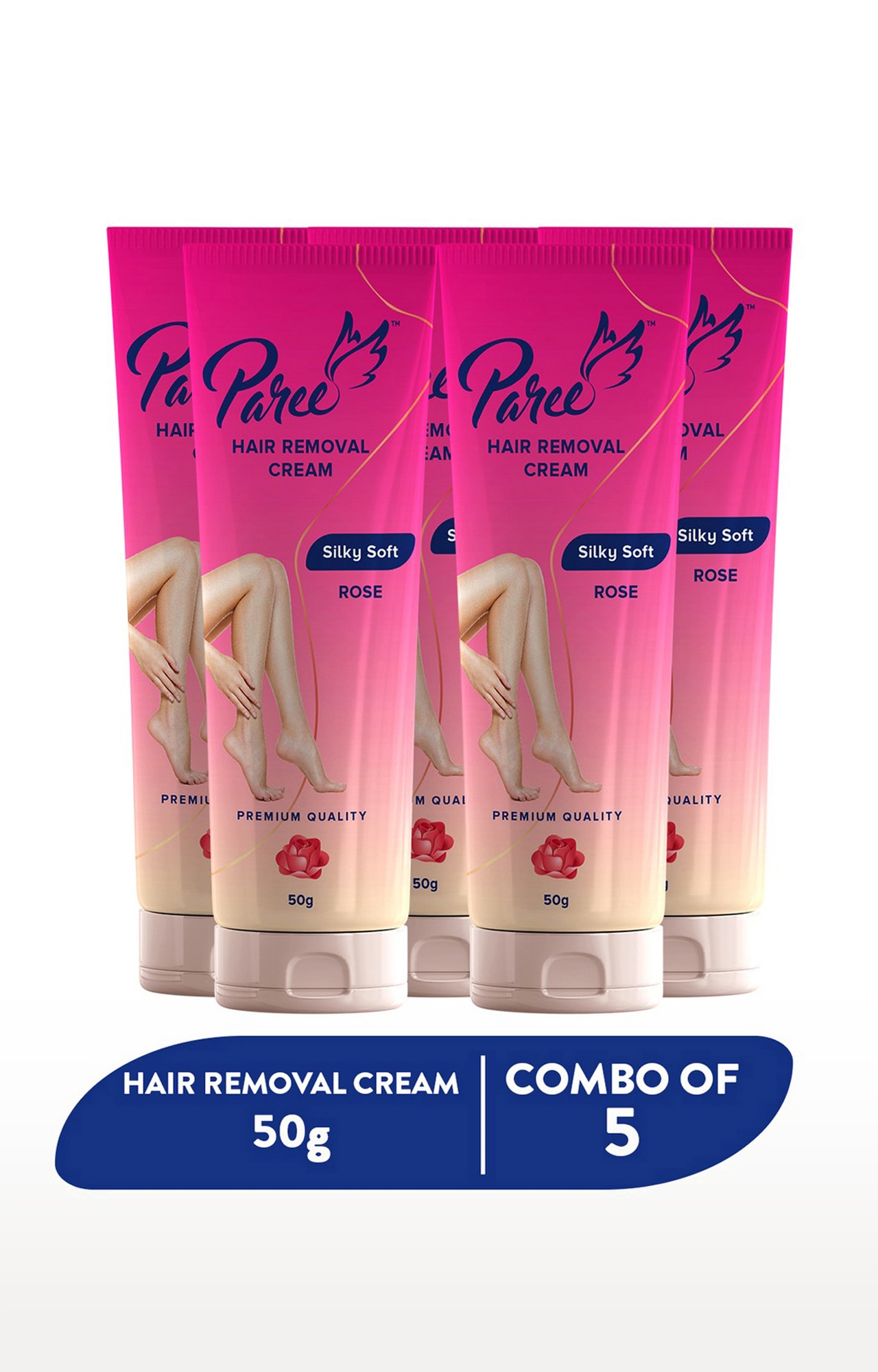 Paree | Paree Hair Removal Cream Silky Soft With Rose (50g) | For Sensitive Skin - Pack of 5