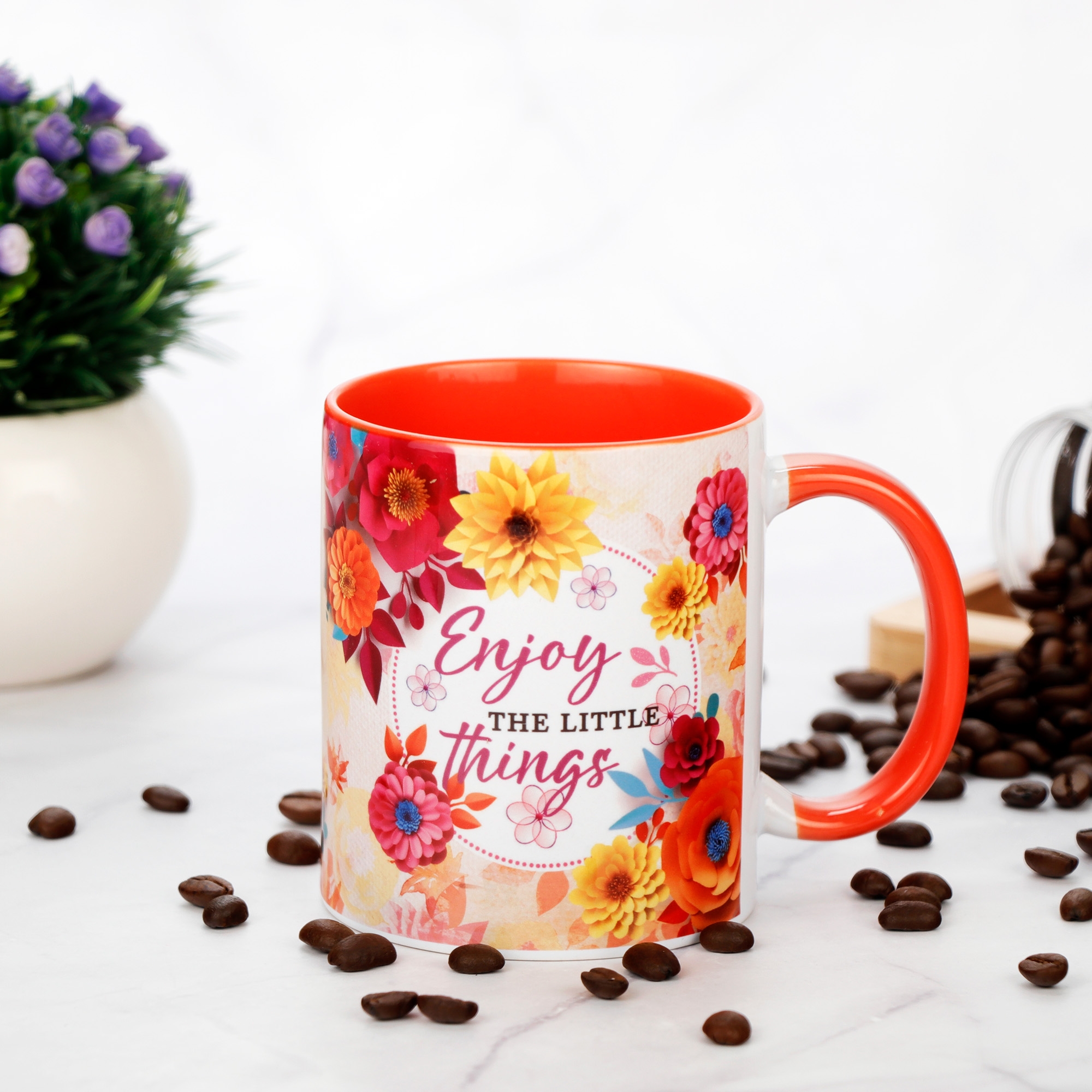 Archies | Archies KEEPSAKE MUG - ENJOY THE LITTLE THING Mug Coffee Cup White Printed Ceramic Gift  (12 x 11 x 9) (350 ml)