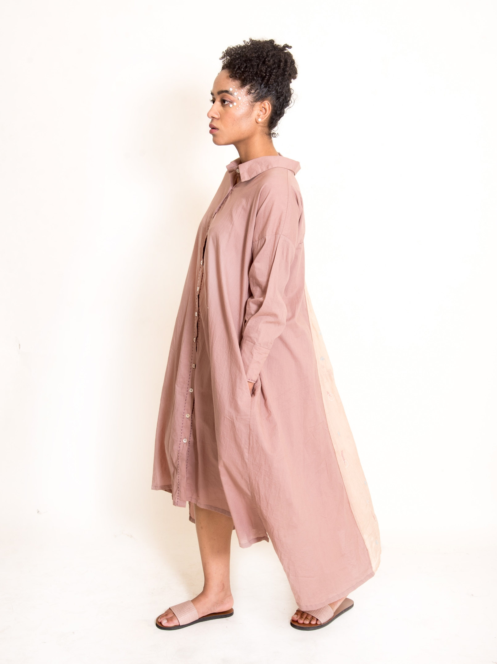 OurDve | OurDve Cotton Midi Dress - Poc Dress - Ash Pink - Free Size