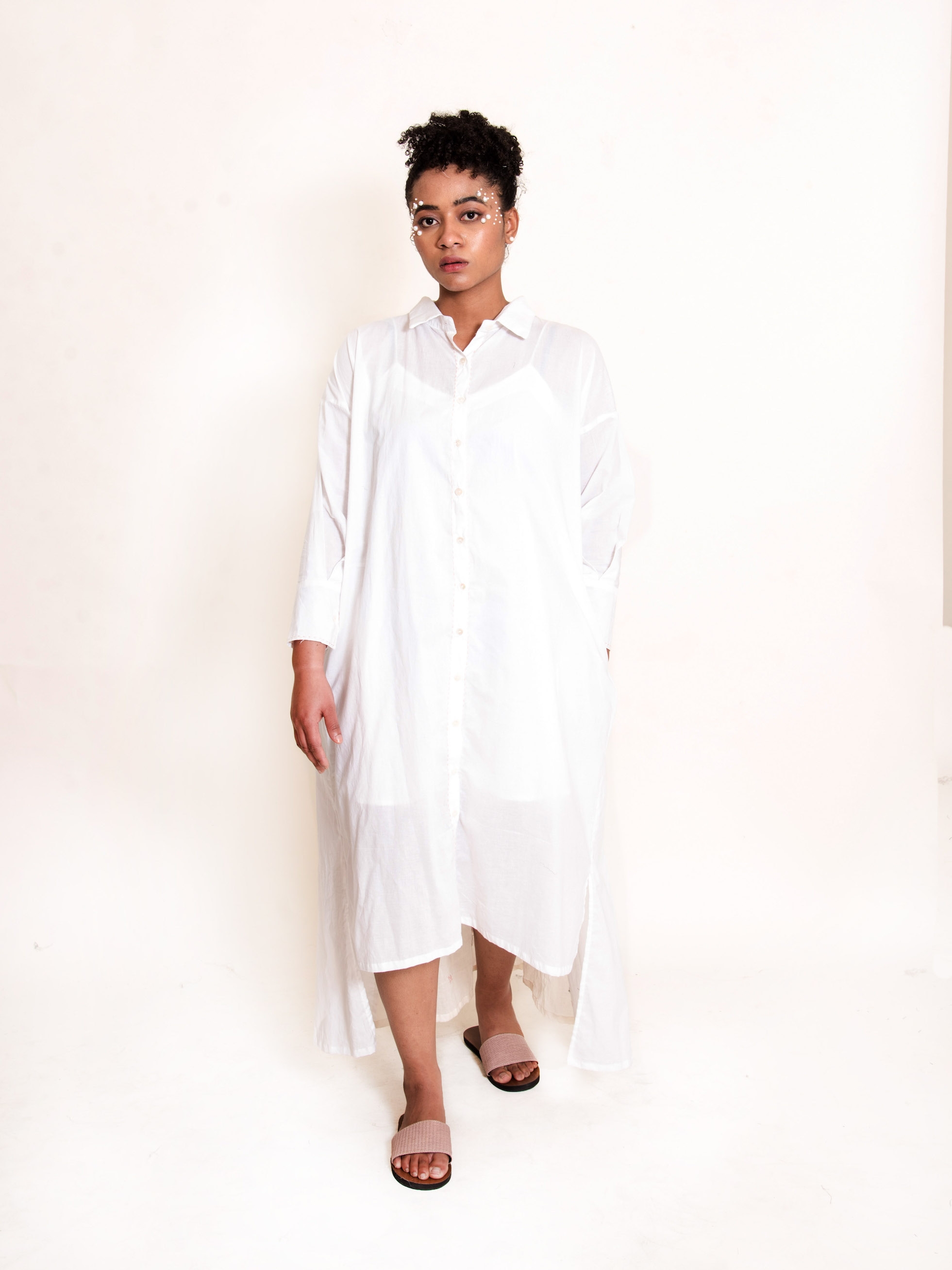 OurDve | OurDve Cotton Midi Dress - Poc Dress - White - Free Size
