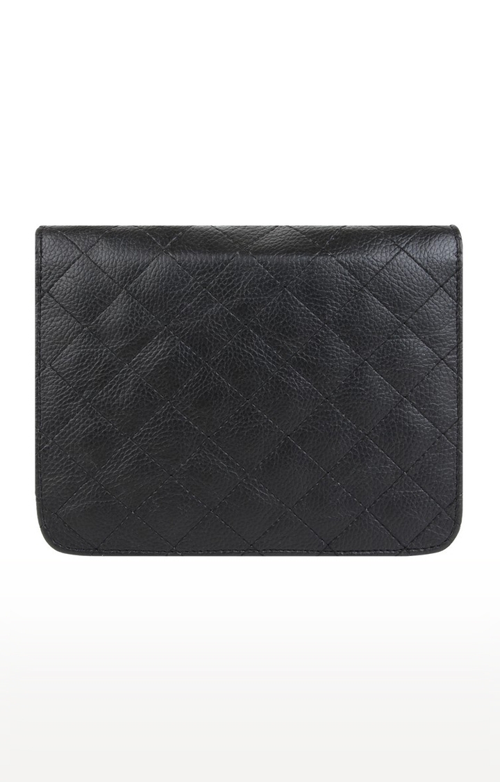 Vivinkaa Black Leatherette Quilt Embroidered Sling Bag