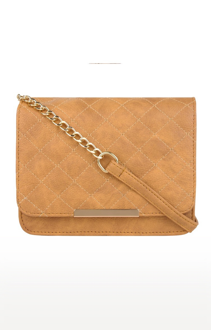 Vivinkaa | Vivinkaa Beige Leatherette Quilt Embroidered Sling Bag