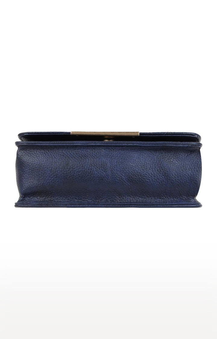 Vivinkaa Navy Blue Leatherette Quilt Embroidered Sling Bag
