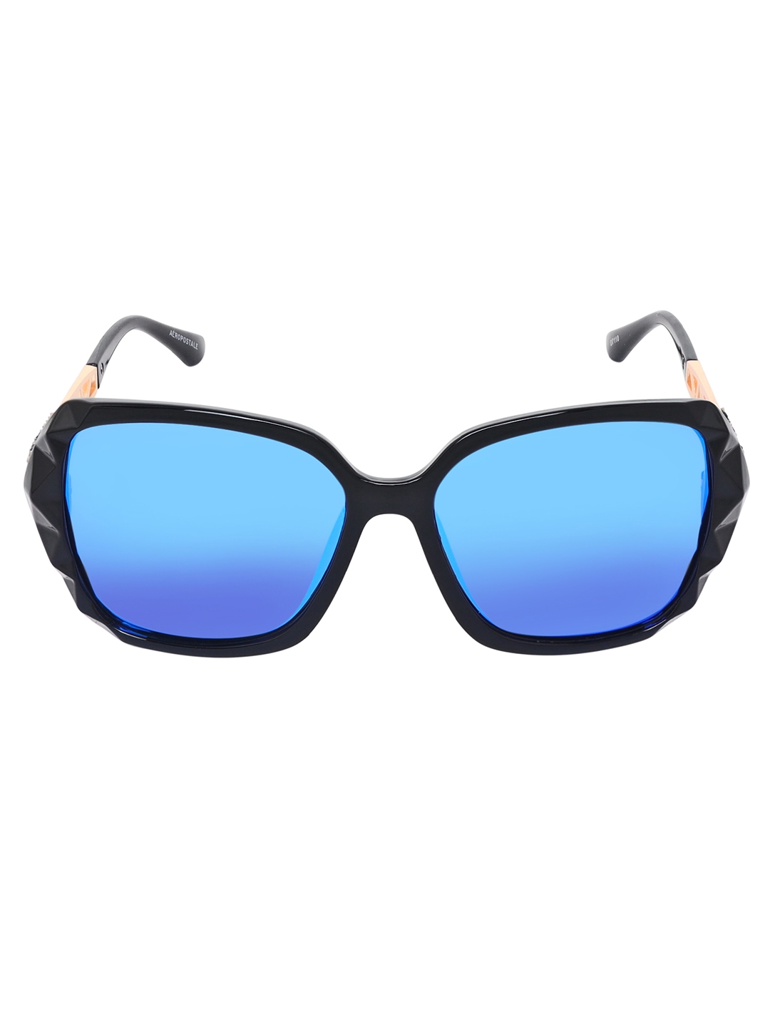 Aeropostale AERO_SUN_2538_C4 Summer Sun Glasses with UV protection Polarized Anti Glare Summer Style Dark blue Reflective Lenses with Black wide Acrylic Frame