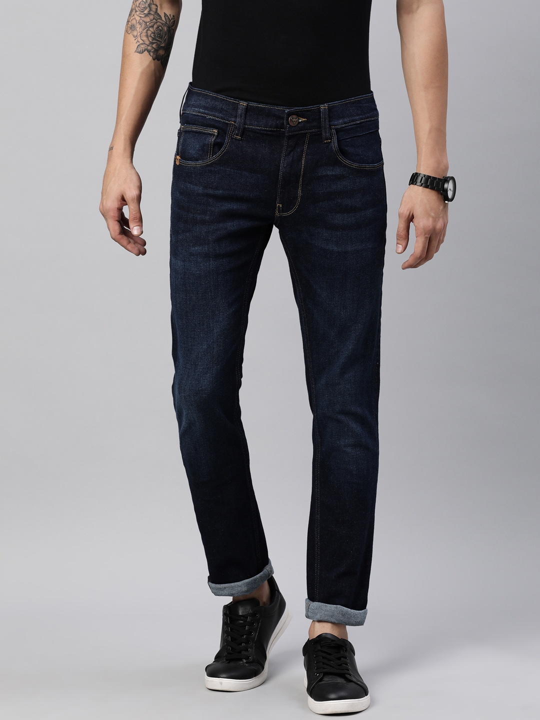 American Bull Mens Solid Full length Denim Jeans