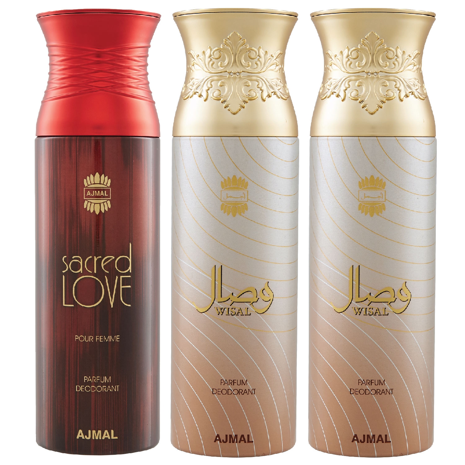 Ajmal | Ajmal Sacred Love & Wisal Deo & Wisal Deodorant Spray - For Women (200 ml, Pack of 3)