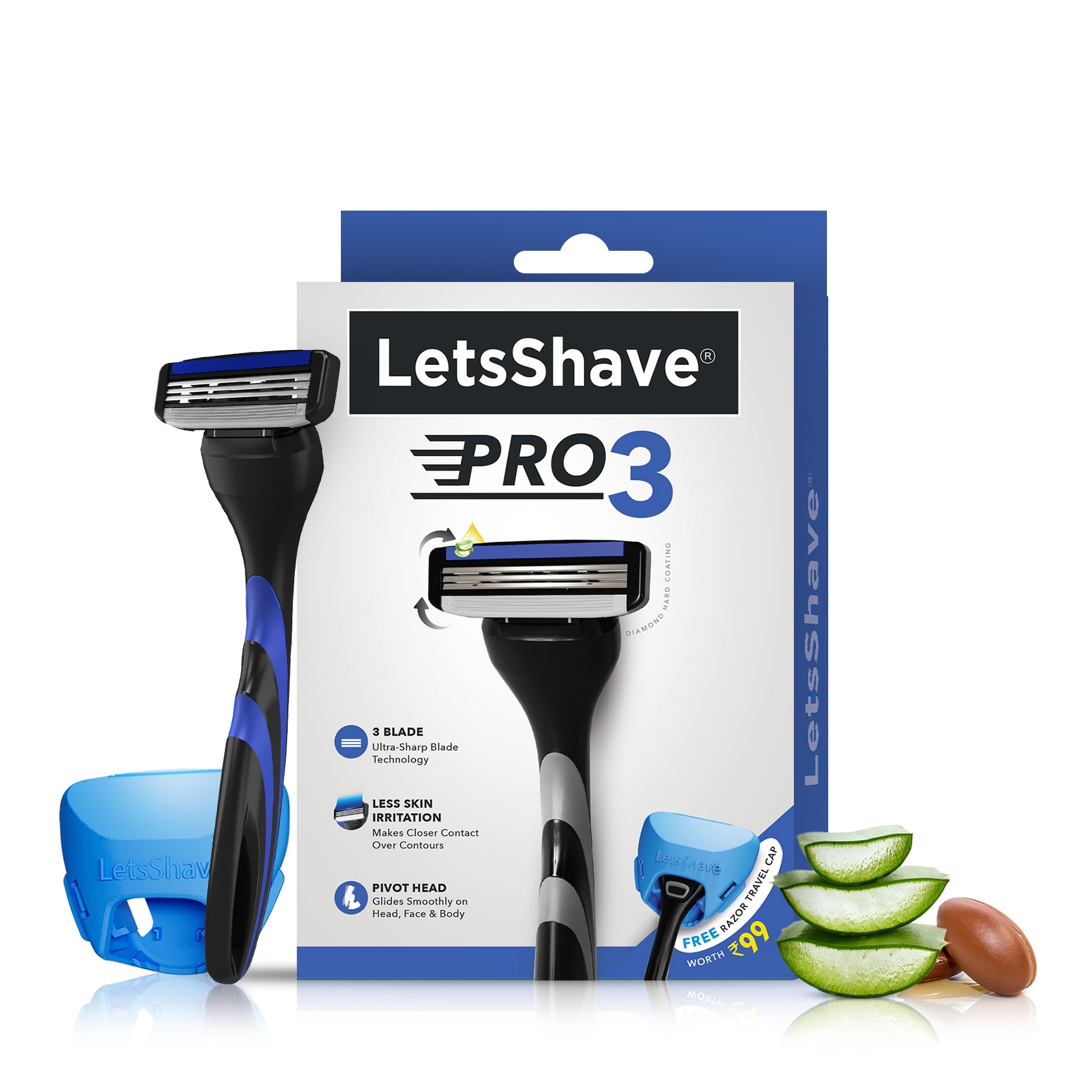 LetsShave | LetsShave Pro 3 Shaving Razor for Men - Pro 3 Blade + Razor Handle