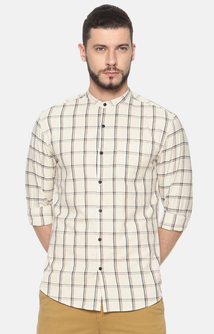 Showoff | Showoff Mens Cotton Casual Off White Checked Shirt