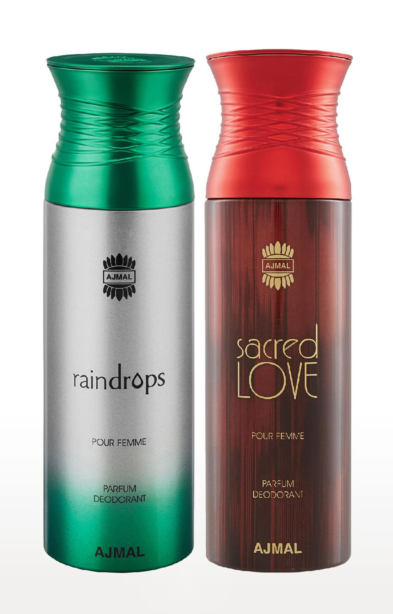 Ajmal | Ajmal Raindrops & Sacredlove Deodorant Spray Gift For Women (200 ml, Pack of 2)
