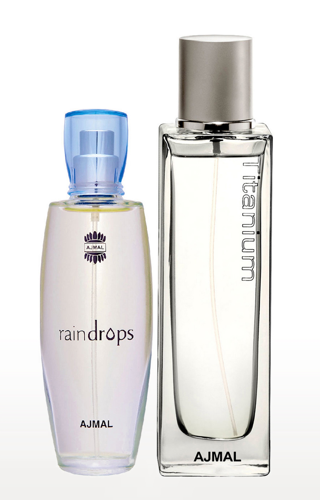 Ajmal Raindrops EDP Perfume 50ml for Women and Titanium EDP Perfume 100ml for Men