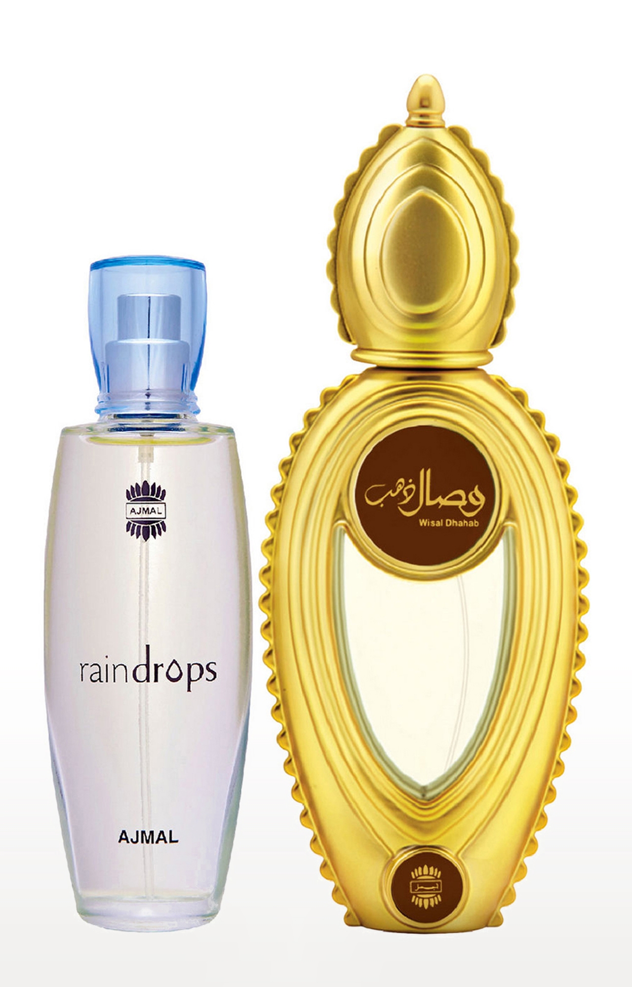 Ajmal Raindrops EDP Perfume 50ml for Women and Wisal Dhahab EDP Fruity Perfume 50ml for Men