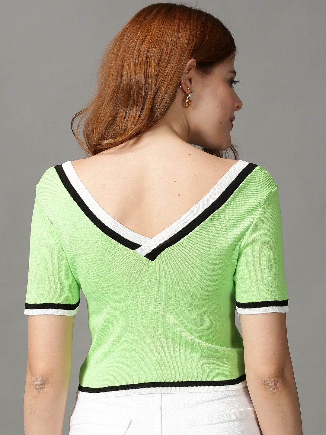 Women's Green Polycotton Solid Tops