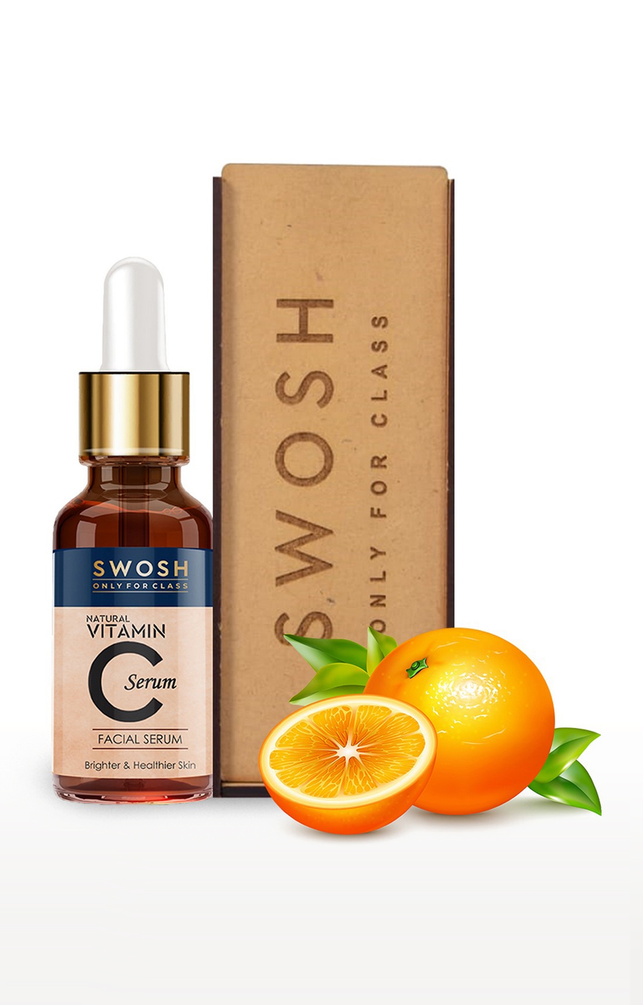 Swosh Vitamin C Serum For Face Enrich With Hyaluronic Acid, Vitamin E, Tamarind Extract, Aloe Vera Extract, Dead Sea Salt For Brightening, Anti Ageing, Wrinkle Control, 30Ml