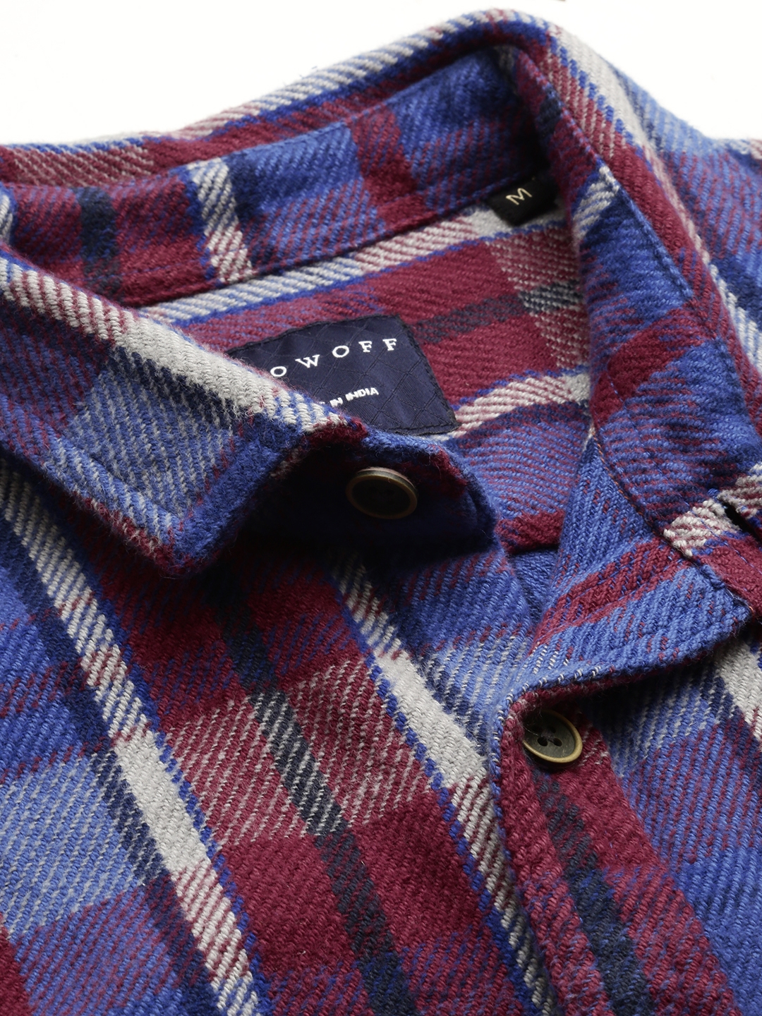 Men's Blue Wool Checked Casual Shirts