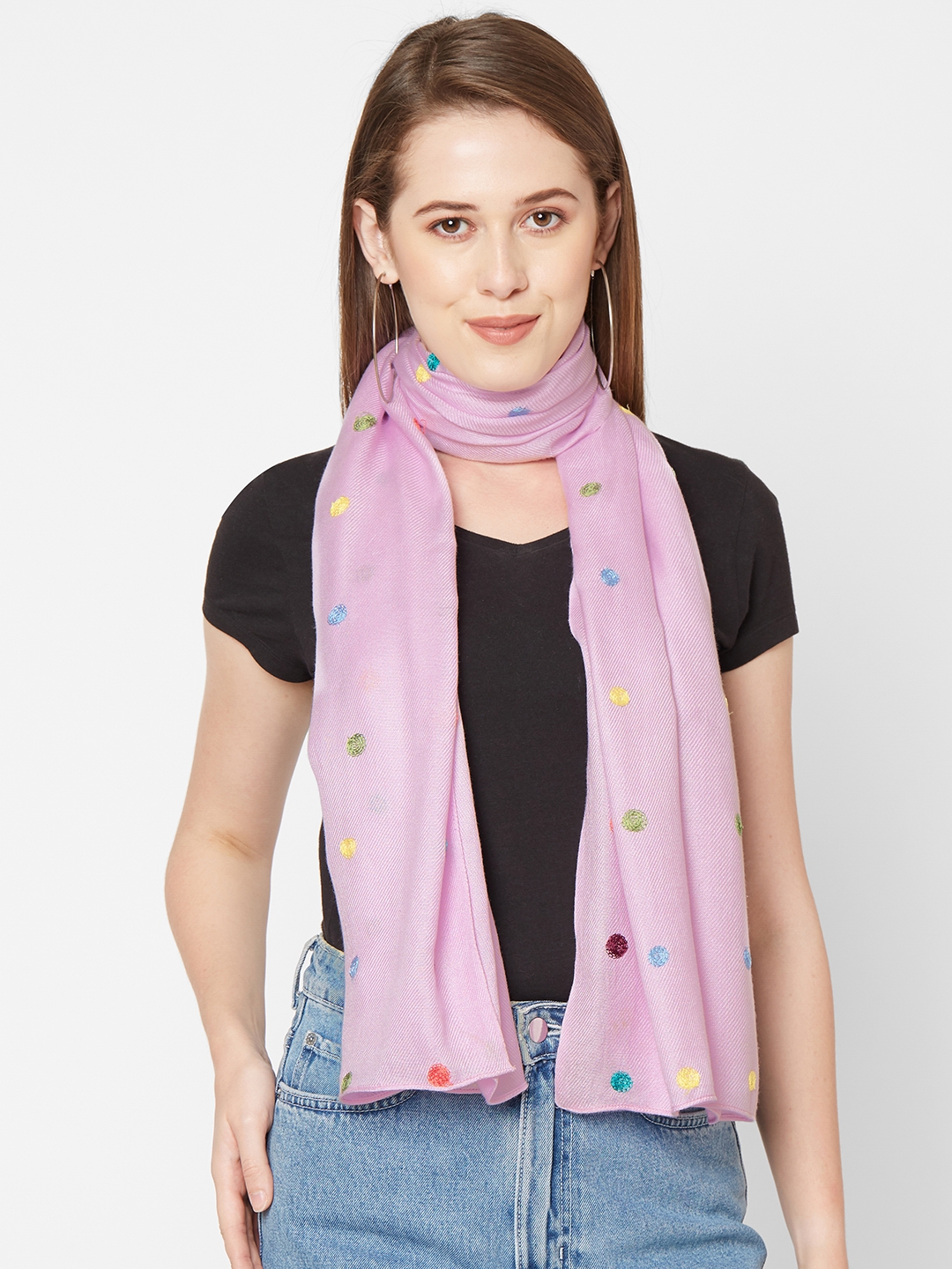Get Wrapped | Get Wrapped Purple All Over Circle Embroidered Scarves  for Women