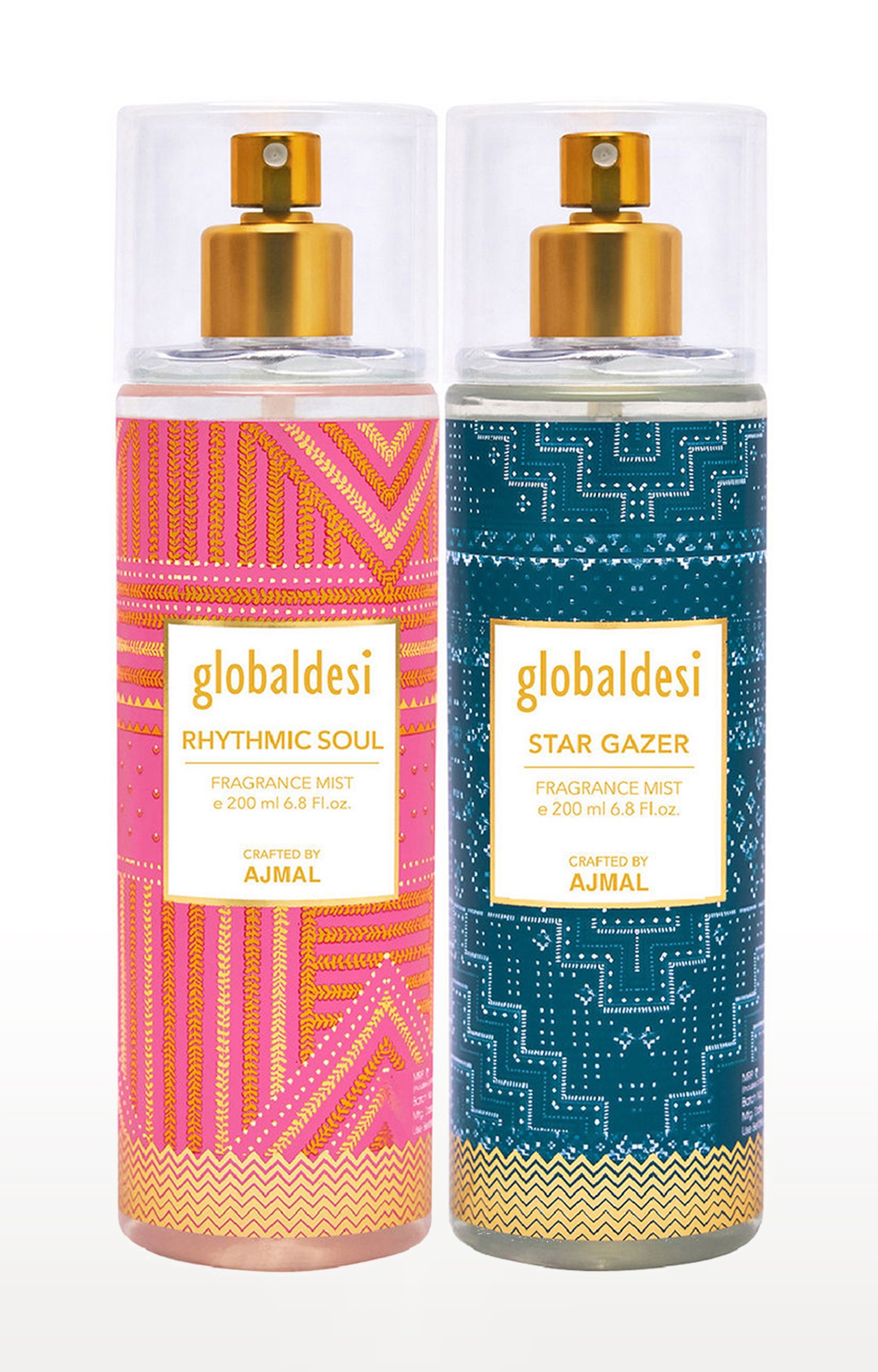 Global Desi Rhythmic Soul & Star Gazer Pack of 2 Body Mist 200ML each Long Lasting Scent Spray Gift For Women Perfume Crafted by Ajmal FREE