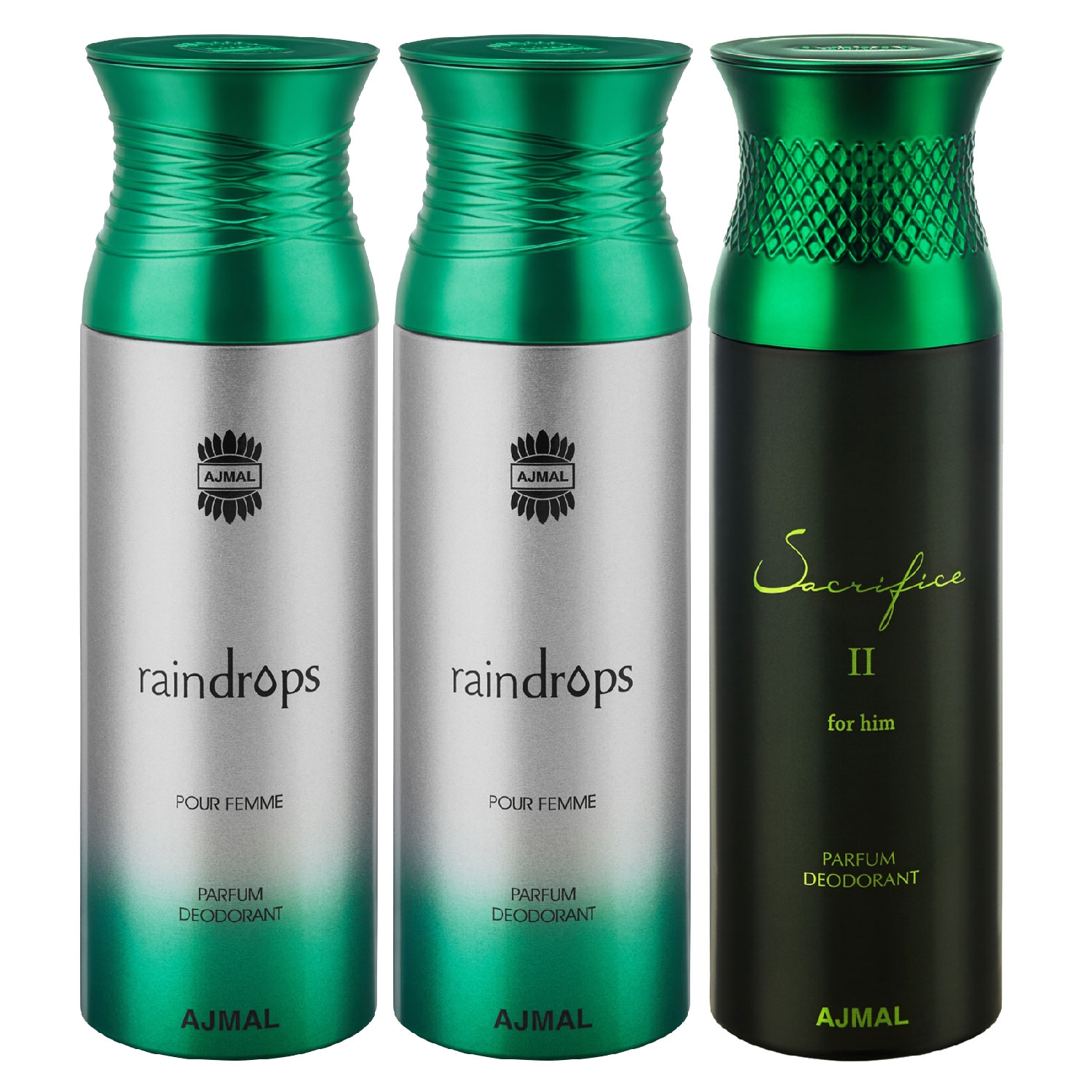 Ajmal | Ajmal Raindrops & Raindrops & Sacred Love Deodorant Spray - For Women (200 ml, Pack of 3)