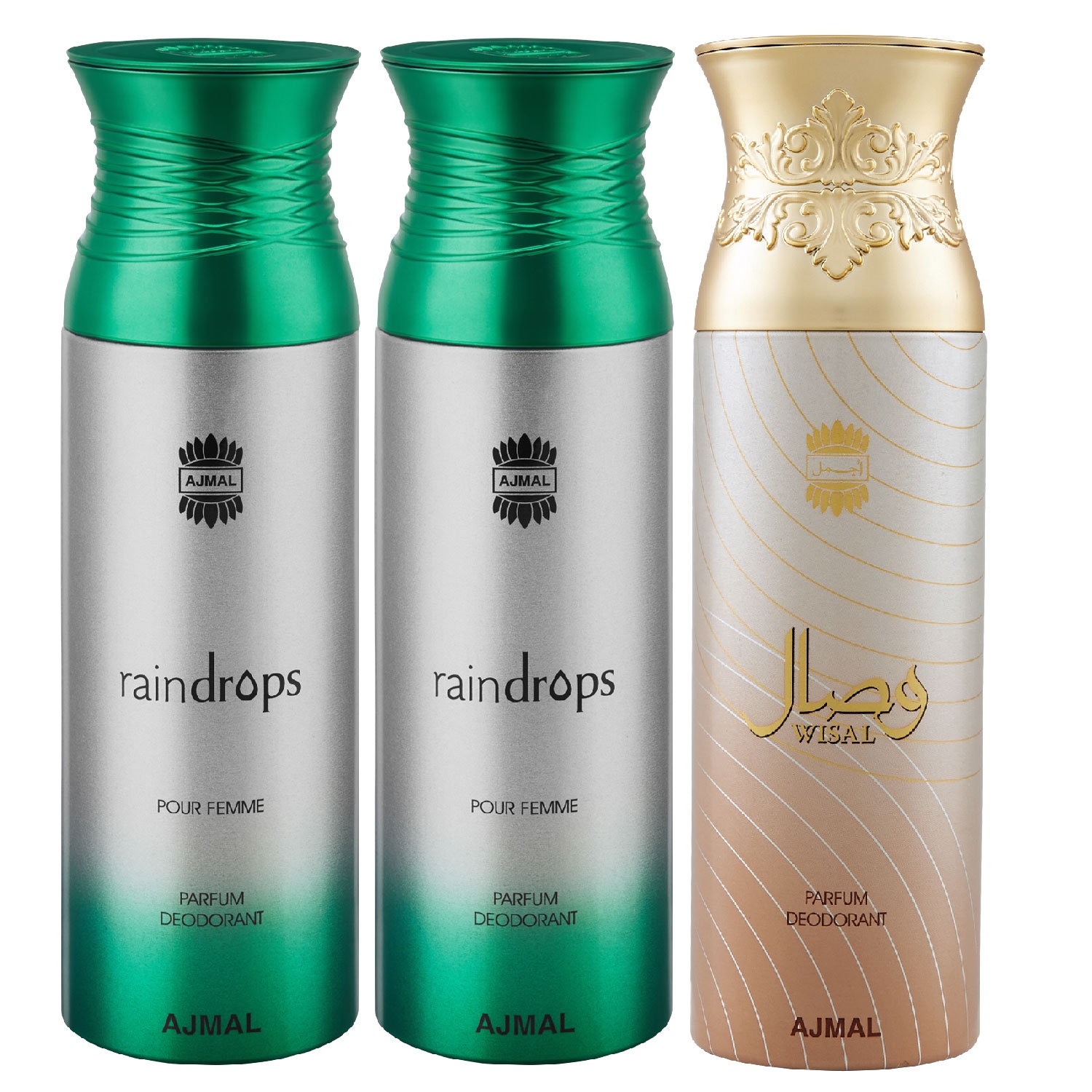 Ajmal | Ajmal Raindrops & Raindrops & Wisal Deodorant Spray - For Women (200 ml, Pack of 3)
