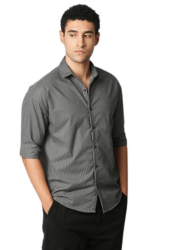 Hemsters | Hemsters Men Solid Casual Grey Shirt 2