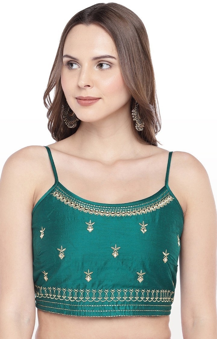 globus | Green Embroidered Blouse