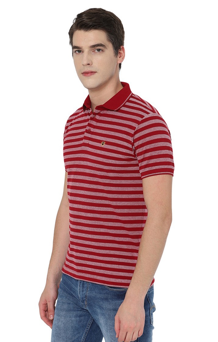 JBP-ST-219 MAROON STRIPE Men's Red Cotton Striped T-Shirts
